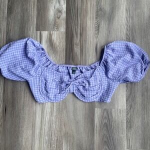 Wild Fable Crop Top Large Lavender Gingham Coquette Bralette Festival Garden M